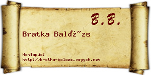 Bratka Balázs névjegykártya