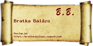 Bratka Balázs névjegykártya